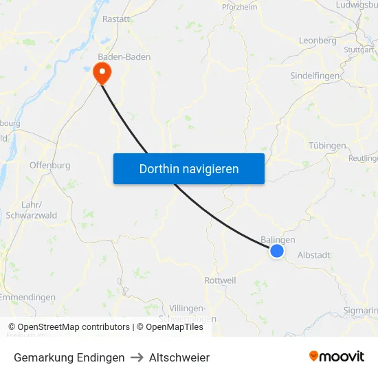 Gemarkung Endingen to Altschweier map