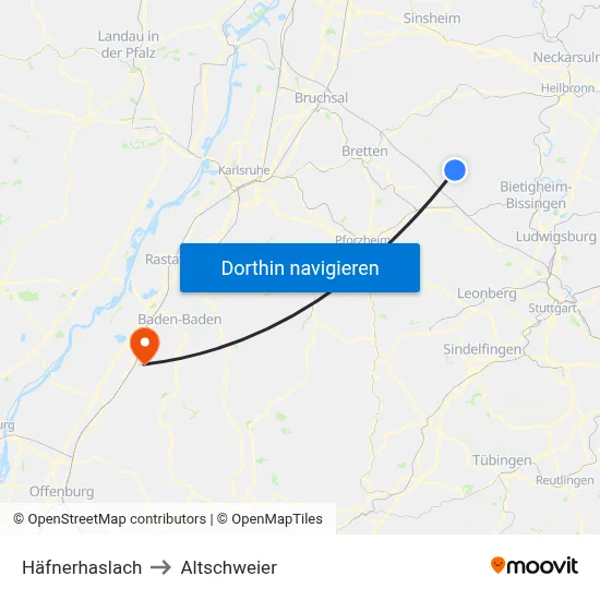 Häfnerhaslach to Altschweier map