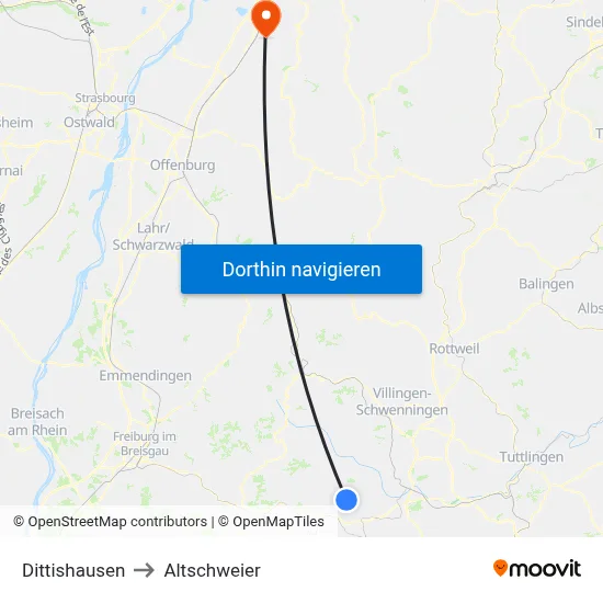 Dittishausen to Altschweier map