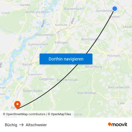 Büchig to Altschweier map