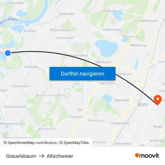 Grauelsbaum to Altschweier map