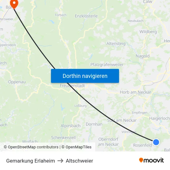 Gemarkung Erlaheim to Altschweier map