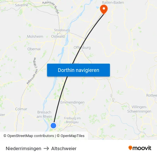 Niederrimsingen to Altschweier map