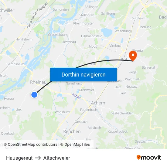 Hausgereut to Altschweier map