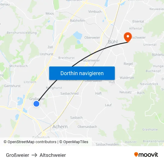 Großweier to Altschweier map