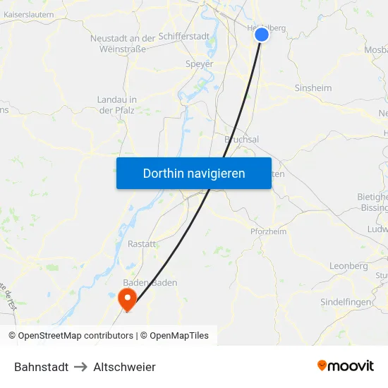 Bahnstadt to Altschweier map
