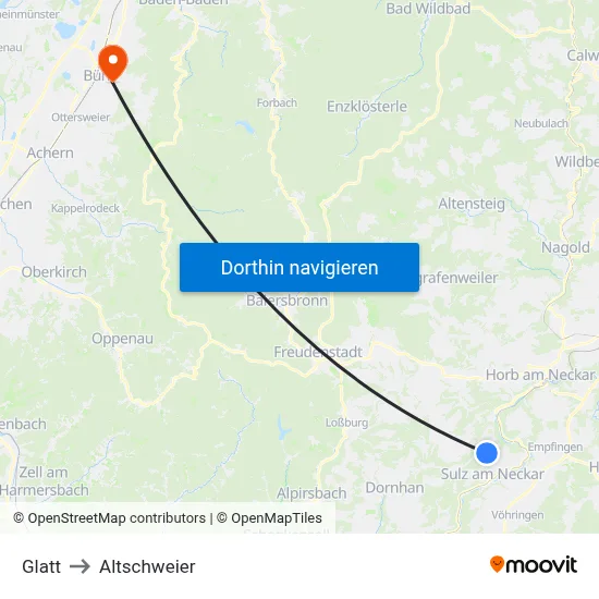 Glatt to Altschweier map