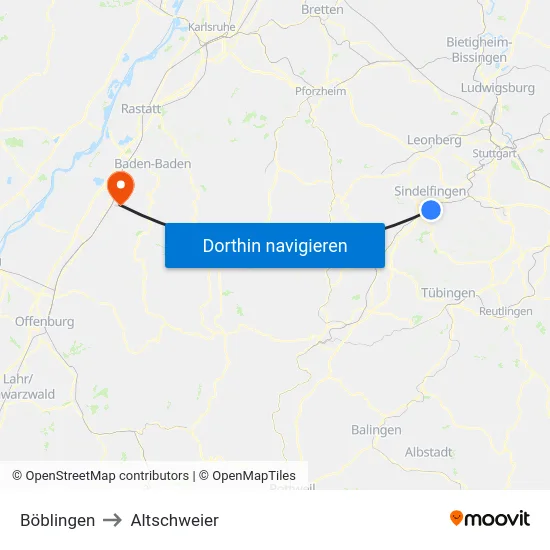 Böblingen to Altschweier map