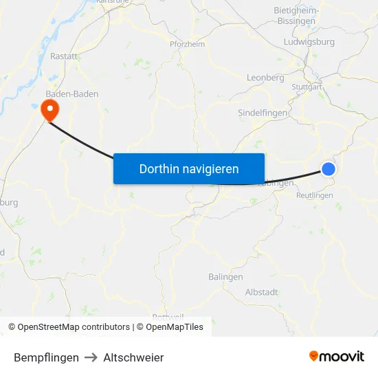 Bempflingen to Altschweier map