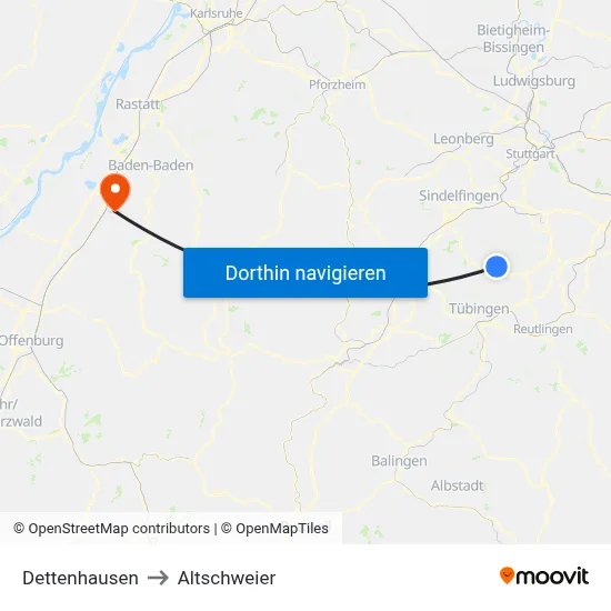 Dettenhausen to Altschweier map