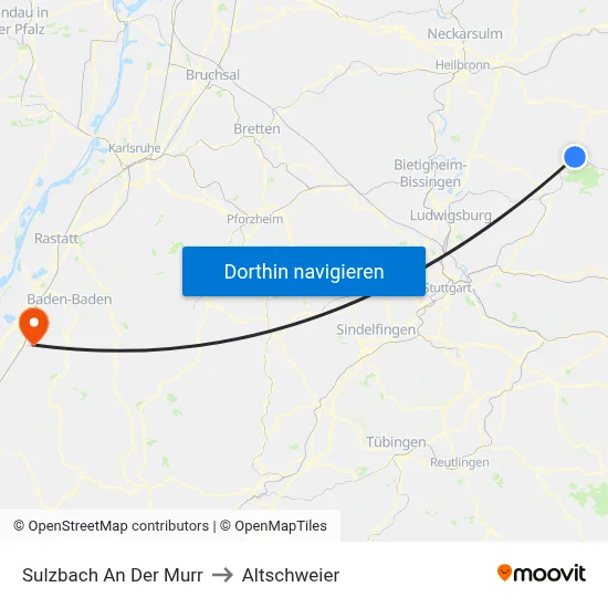 Sulzbach An Der Murr to Altschweier map