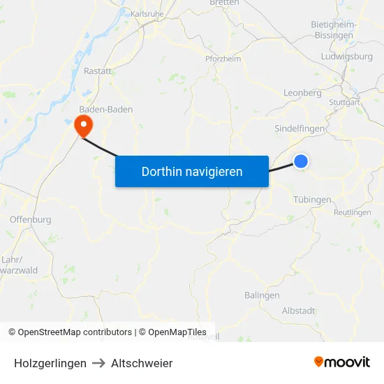 Holzgerlingen to Altschweier map