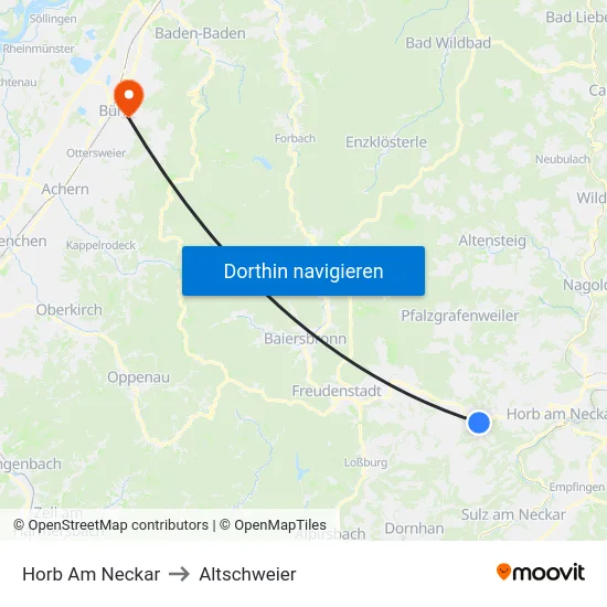 Horb Am Neckar to Altschweier map