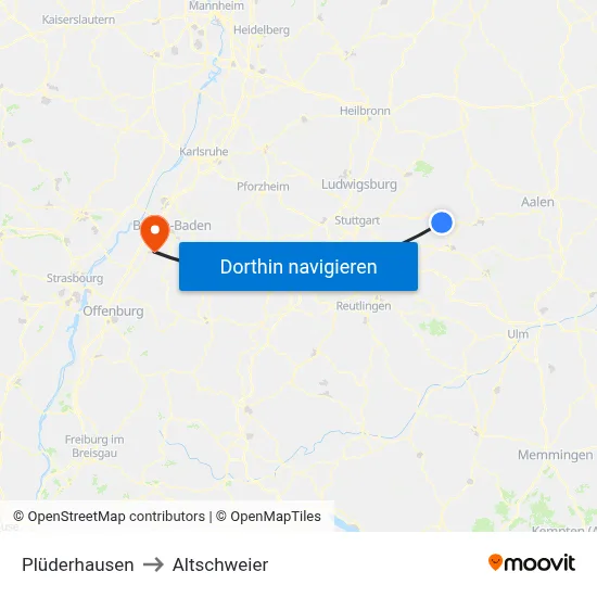 Plüderhausen to Altschweier map