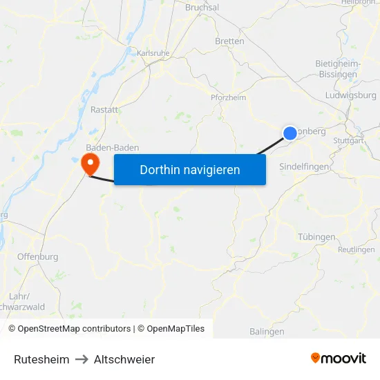 Rutesheim to Altschweier map