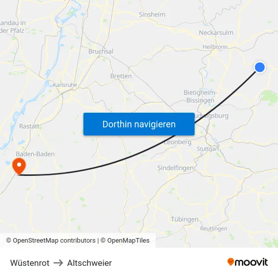 Wüstenrot to Altschweier map