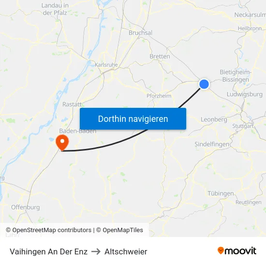 Vaihingen An Der Enz to Altschweier map