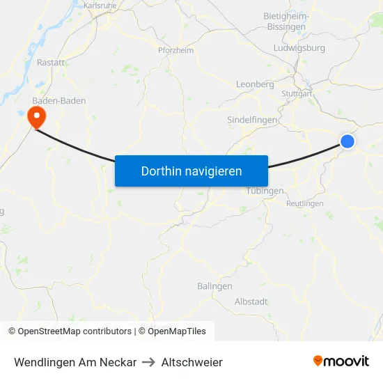 Wendlingen Am Neckar to Altschweier map