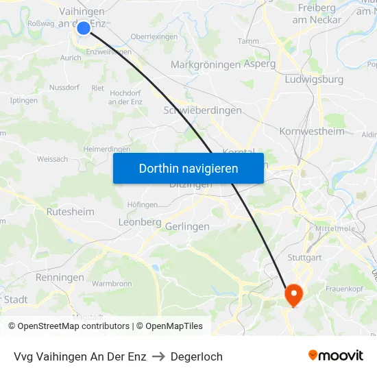 Vvg Vaihingen An Der Enz to Degerloch map