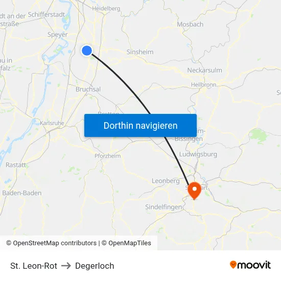 St. Leon-Rot to Degerloch map