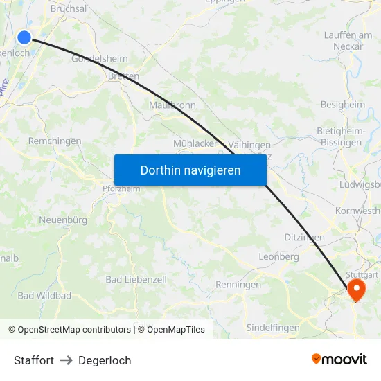 Staffort to Degerloch map