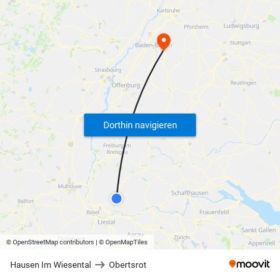 Hausen Im Wiesental to Obertsrot map