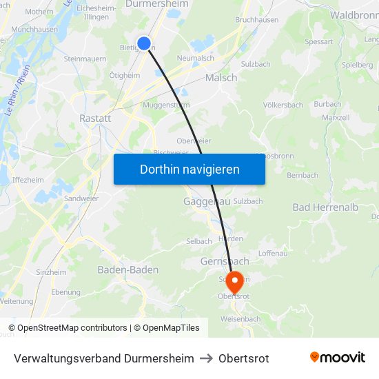 Verwaltungsverband Durmersheim to Obertsrot map