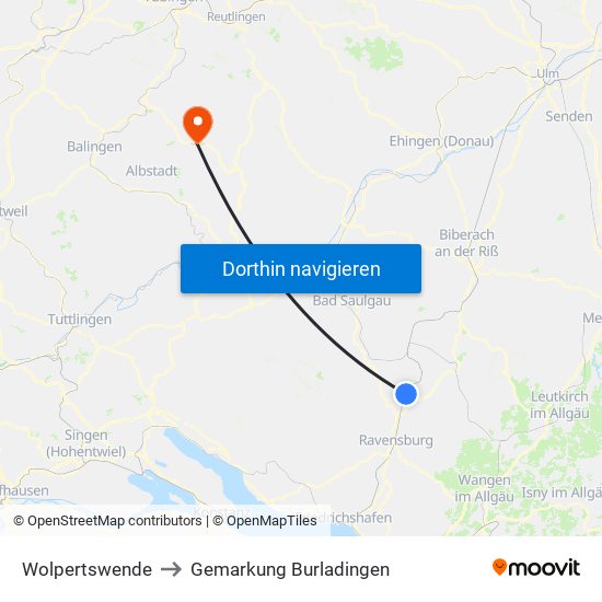 Wolpertswende to Gemarkung Burladingen map