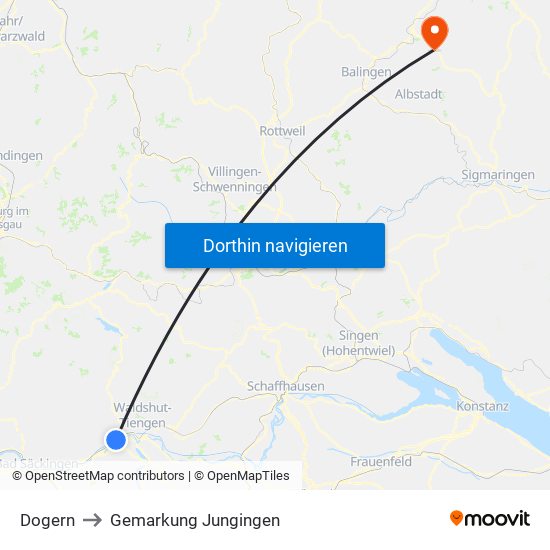Dogern to Gemarkung Jungingen map