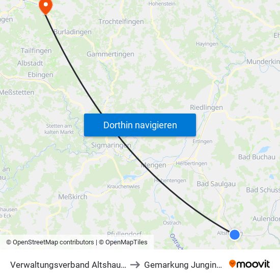 Verwaltungsverband Altshausen to Gemarkung Jungingen map
