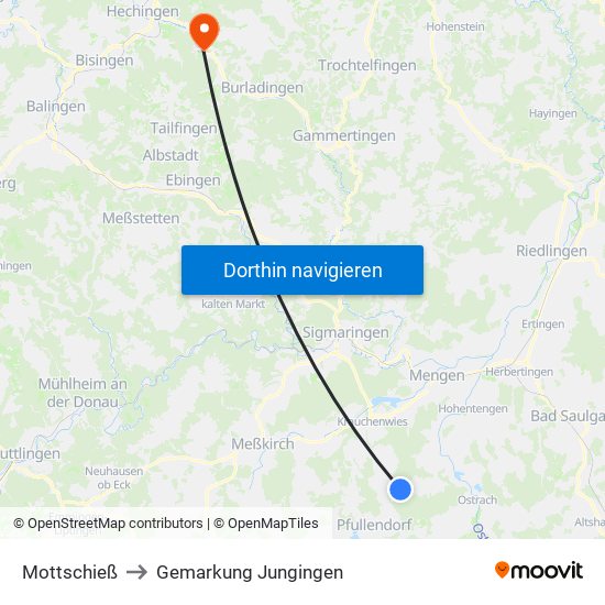 Mottschieß to Gemarkung Jungingen map