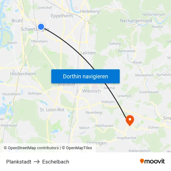 Plankstadt to Eschelbach map