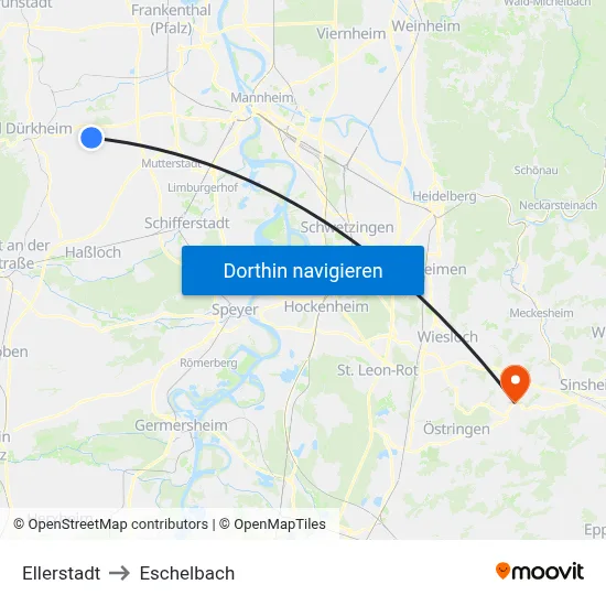 Ellerstadt to Eschelbach map