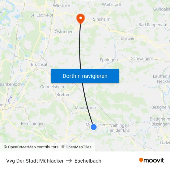 Vvg Der Stadt Mühlacker to Eschelbach map