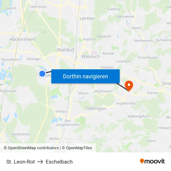 St. Leon-Rot to Eschelbach map