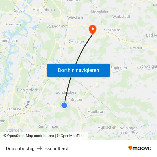 Dürrenbüchig to Eschelbach map