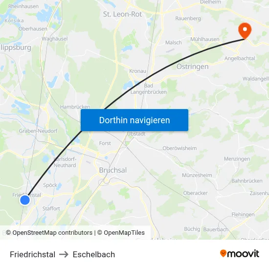 Friedrichstal to Eschelbach map