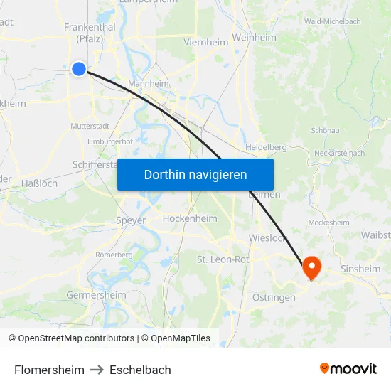 Flomersheim to Eschelbach map
