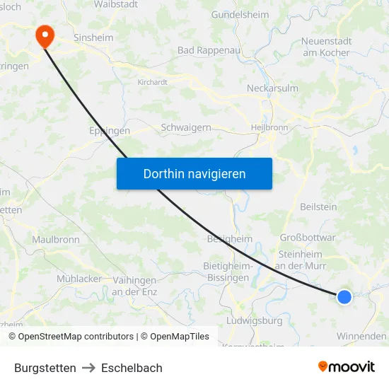 Burgstetten to Eschelbach map