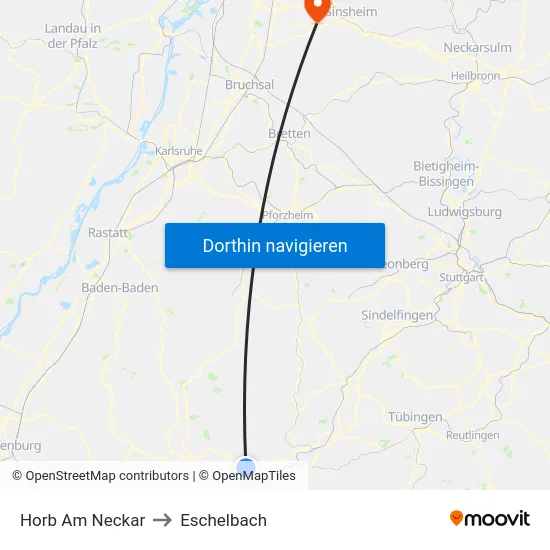 Horb Am Neckar to Eschelbach map
