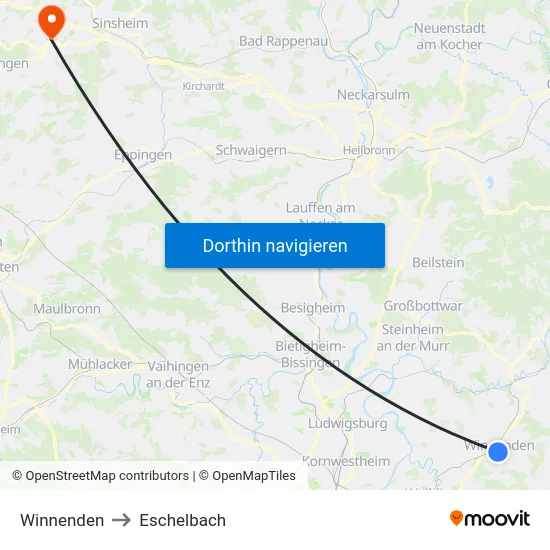 Winnenden to Eschelbach map
