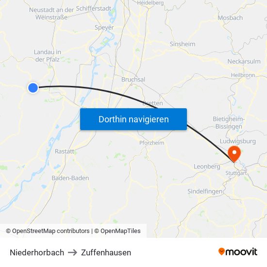 Niederhorbach to Zuffenhausen map