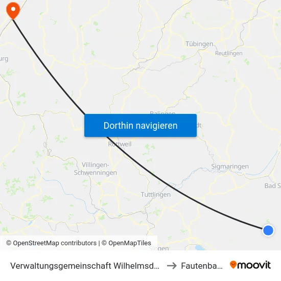 Verwaltungsgemeinschaft Wilhelmsdorf to Fautenbach map