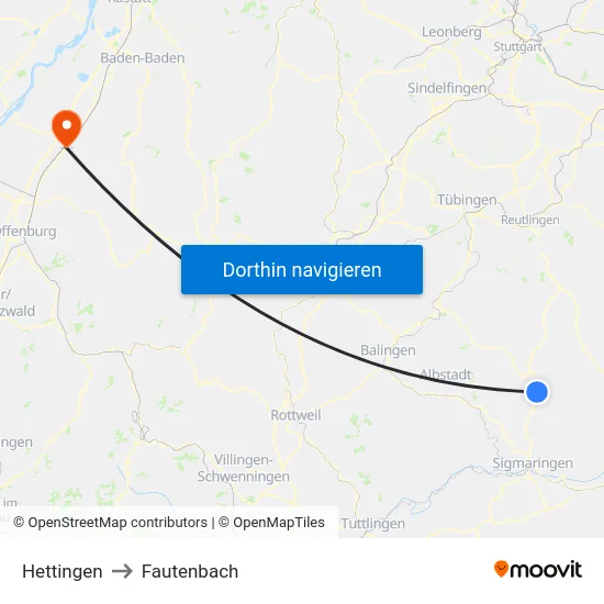 Hettingen to Fautenbach map