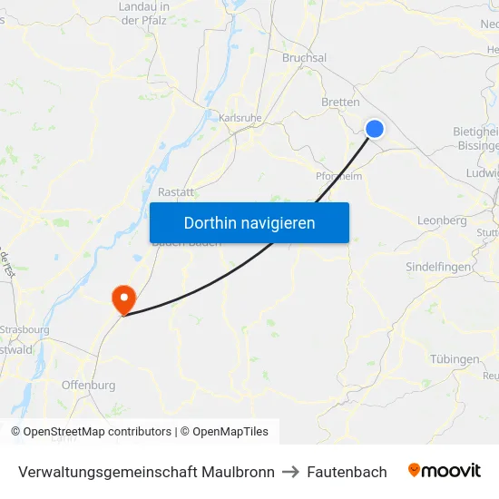 Verwaltungsgemeinschaft Maulbronn to Fautenbach map