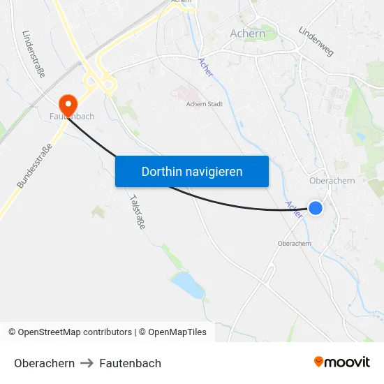 Oberachern to Fautenbach map