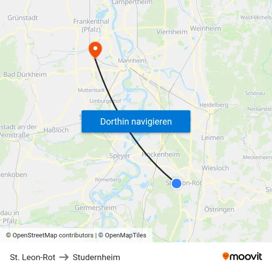 St. Leon-Rot to Studernheim map