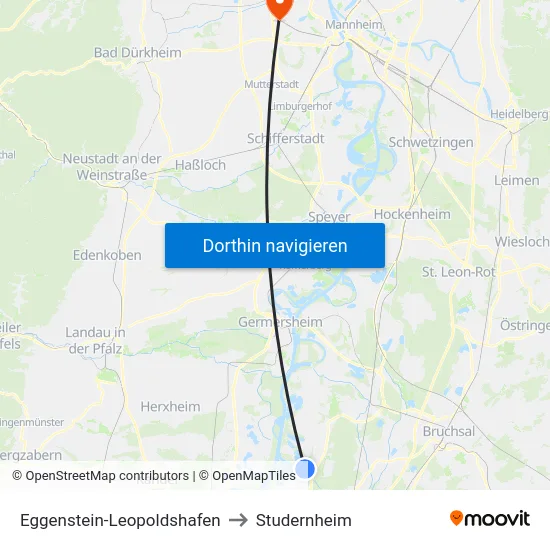 Eggenstein-Leopoldshafen to Studernheim map