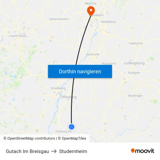Gutach Im Breisgau to Studernheim map