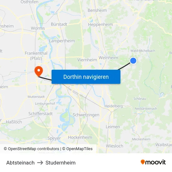 Abtsteinach to Studernheim map